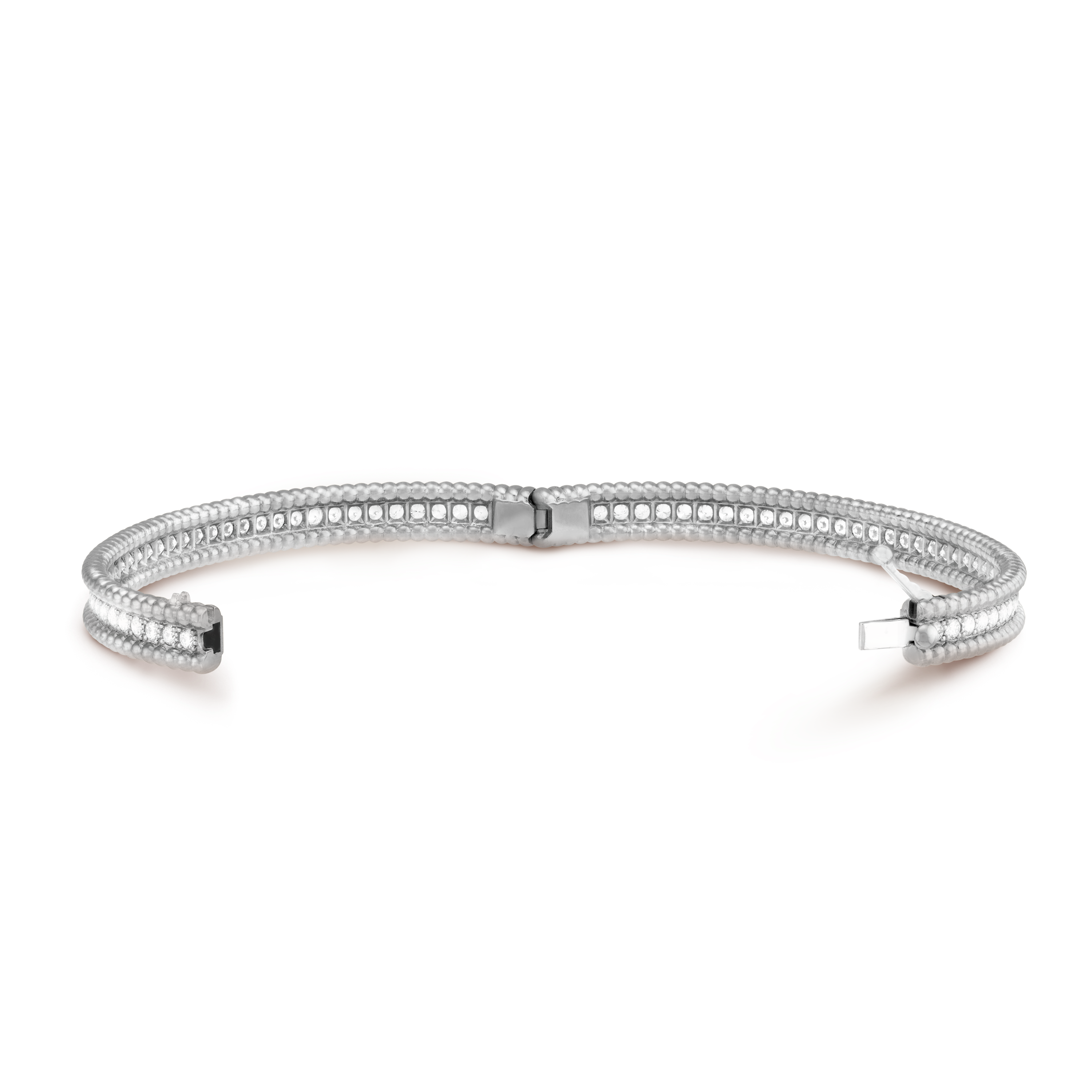 18K White Gold Perlée Diamonds One Row Bracelet