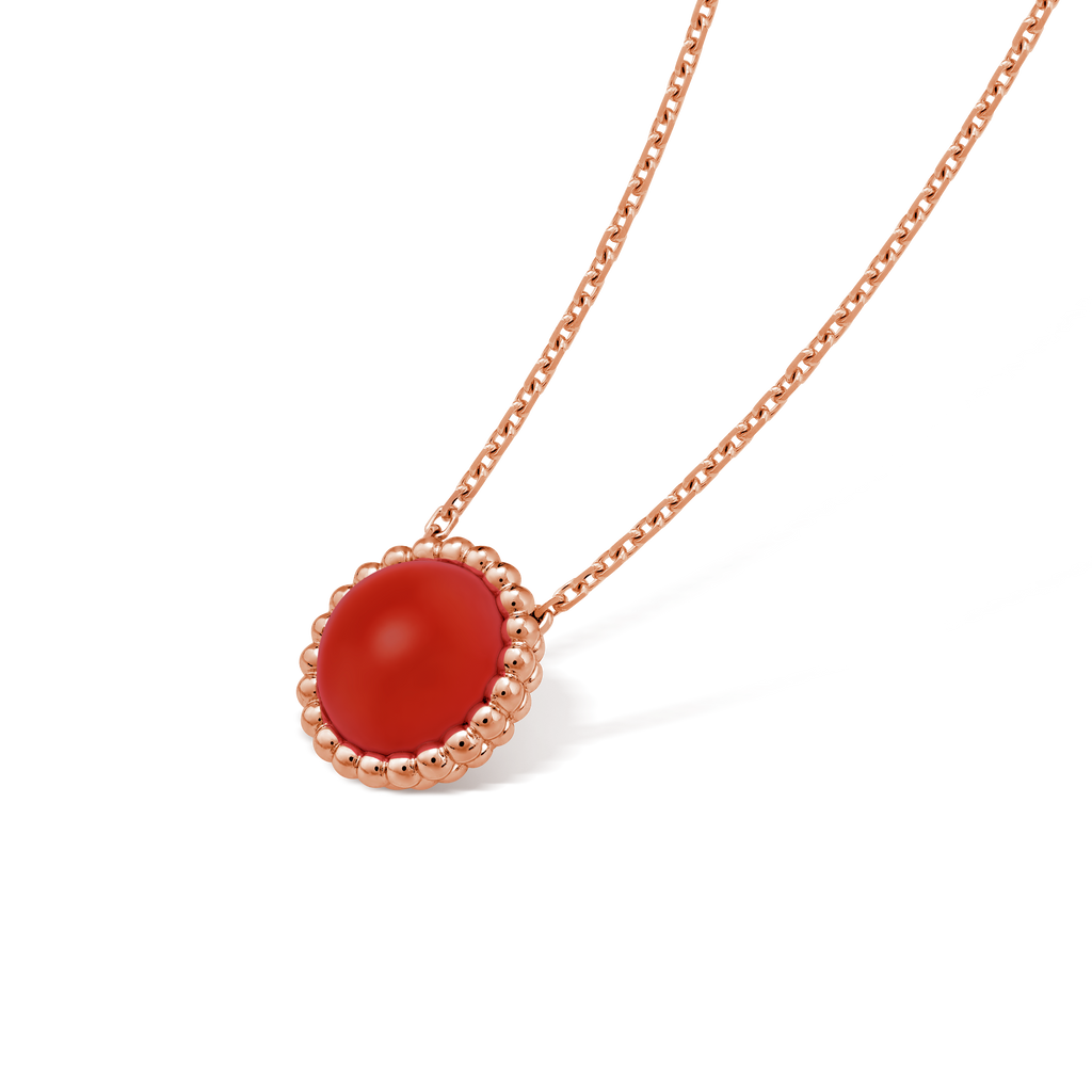 18K Perlée couleurs Carnelian Necklace