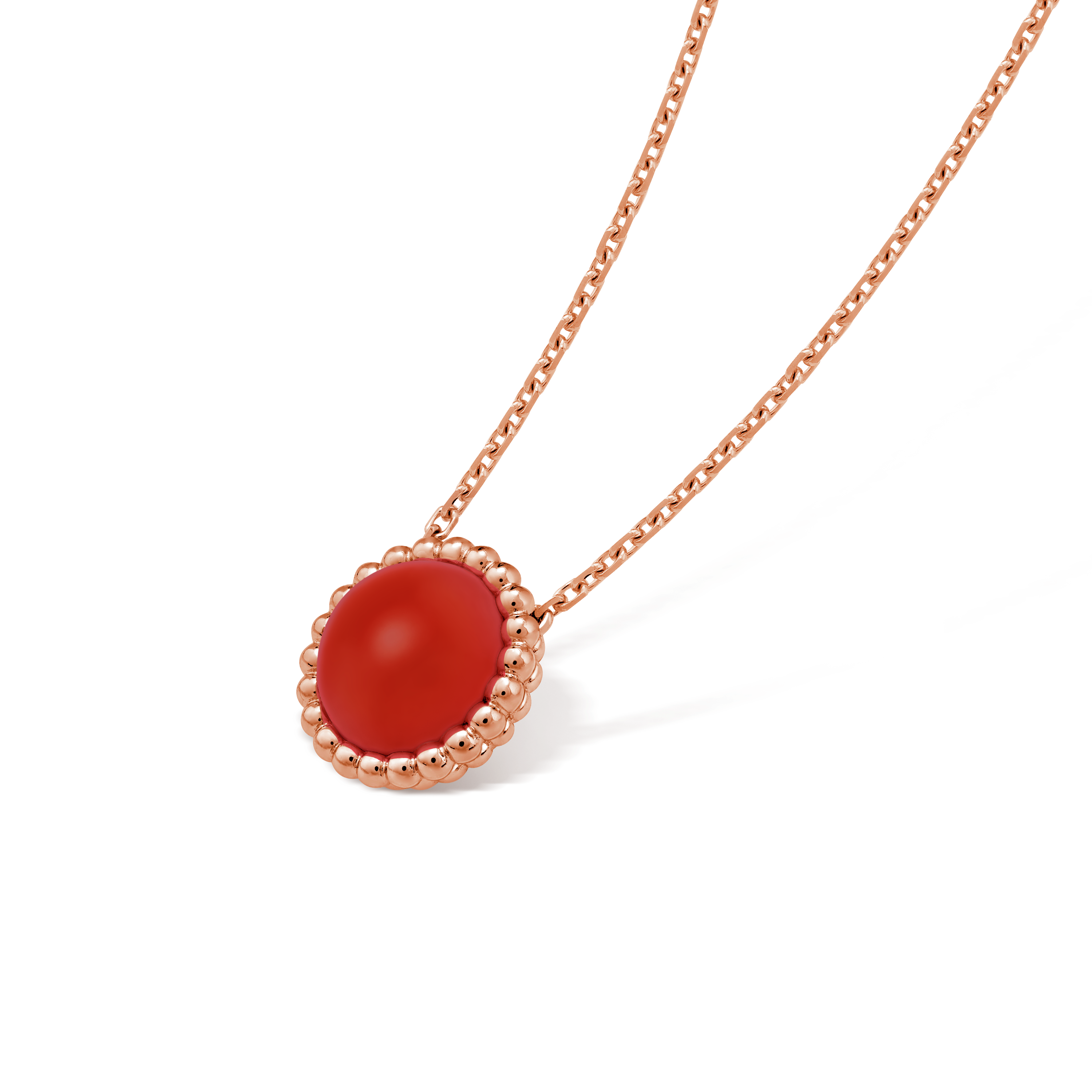 18K Perlée couleurs Carnelian Necklace