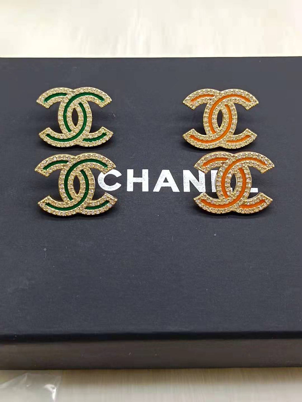 Orange Green Earrings