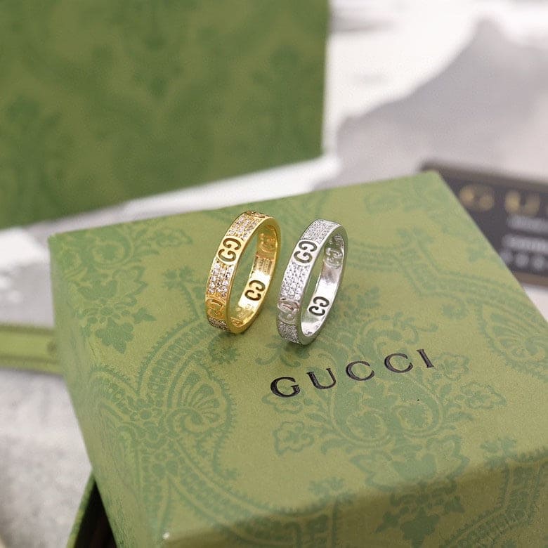 18K Double G Icon Full Diamonds Ring