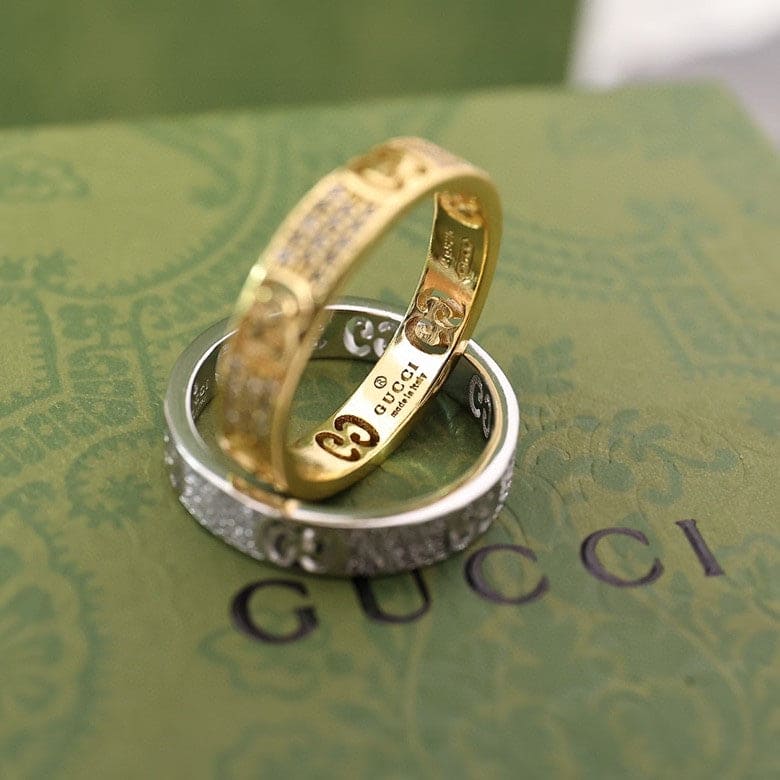 18K Double G Icon Full Diamonds Ring