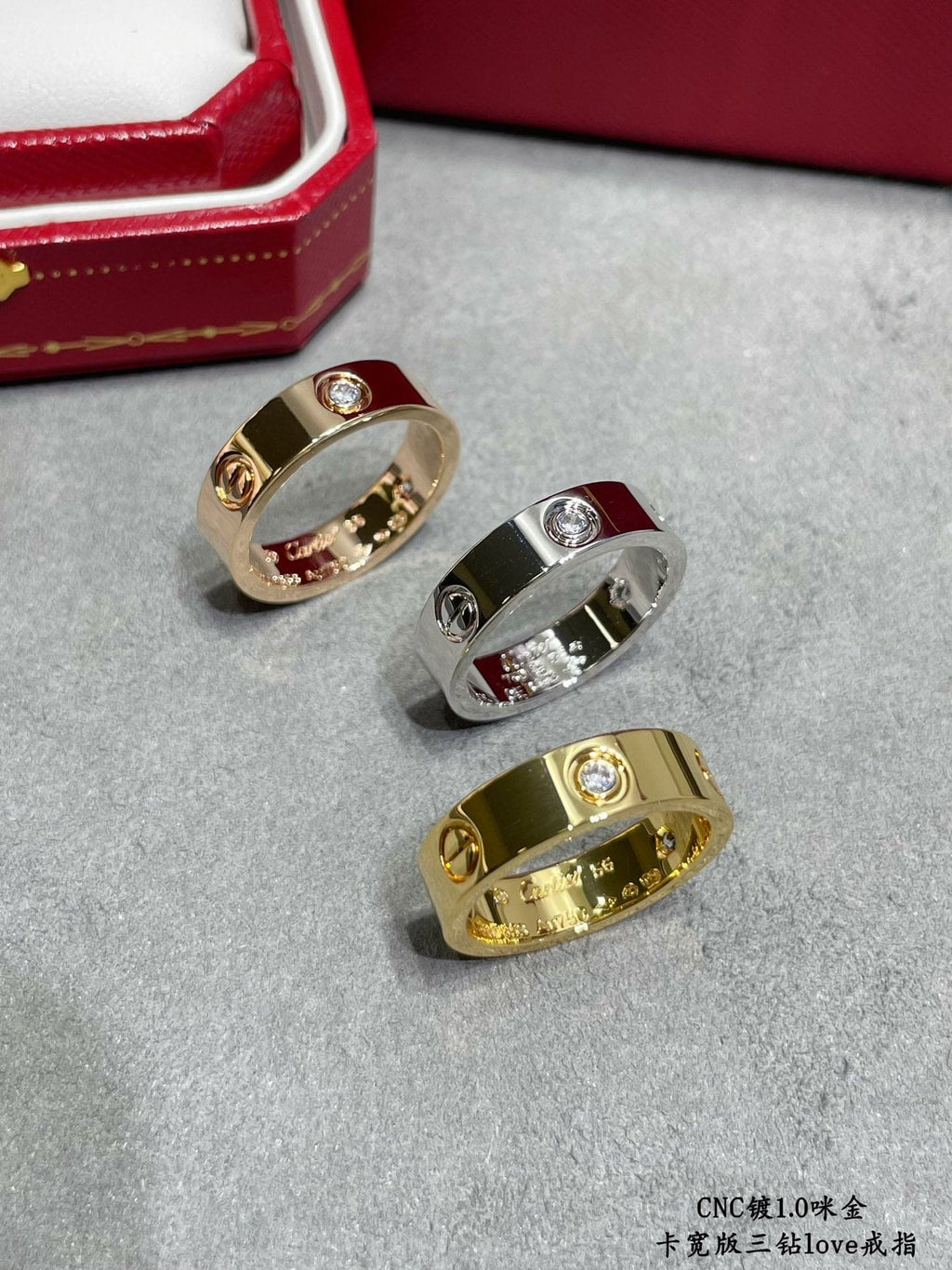 18K Love Wedding Three Diamonds Ring