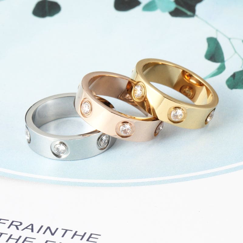 18K Love Wedding Six Diamonds Ring