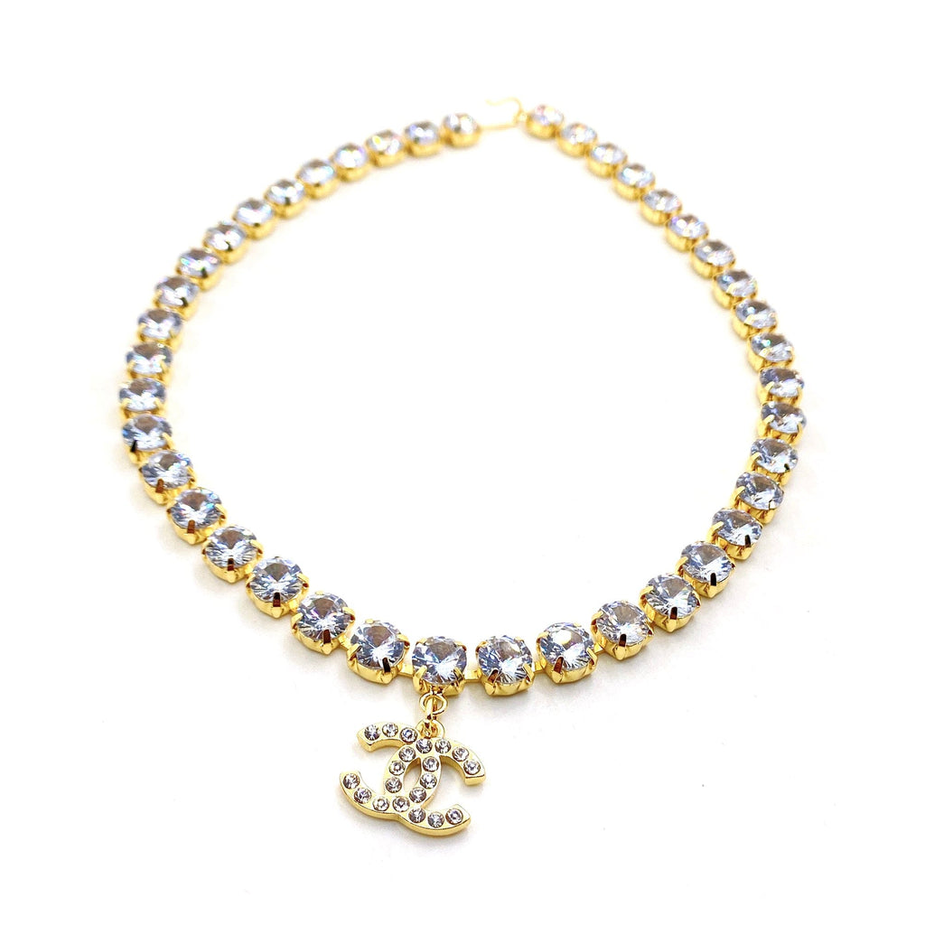 18K CC Crystals Chain Necklace
