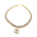 18K CC Crystals Chain Necklace