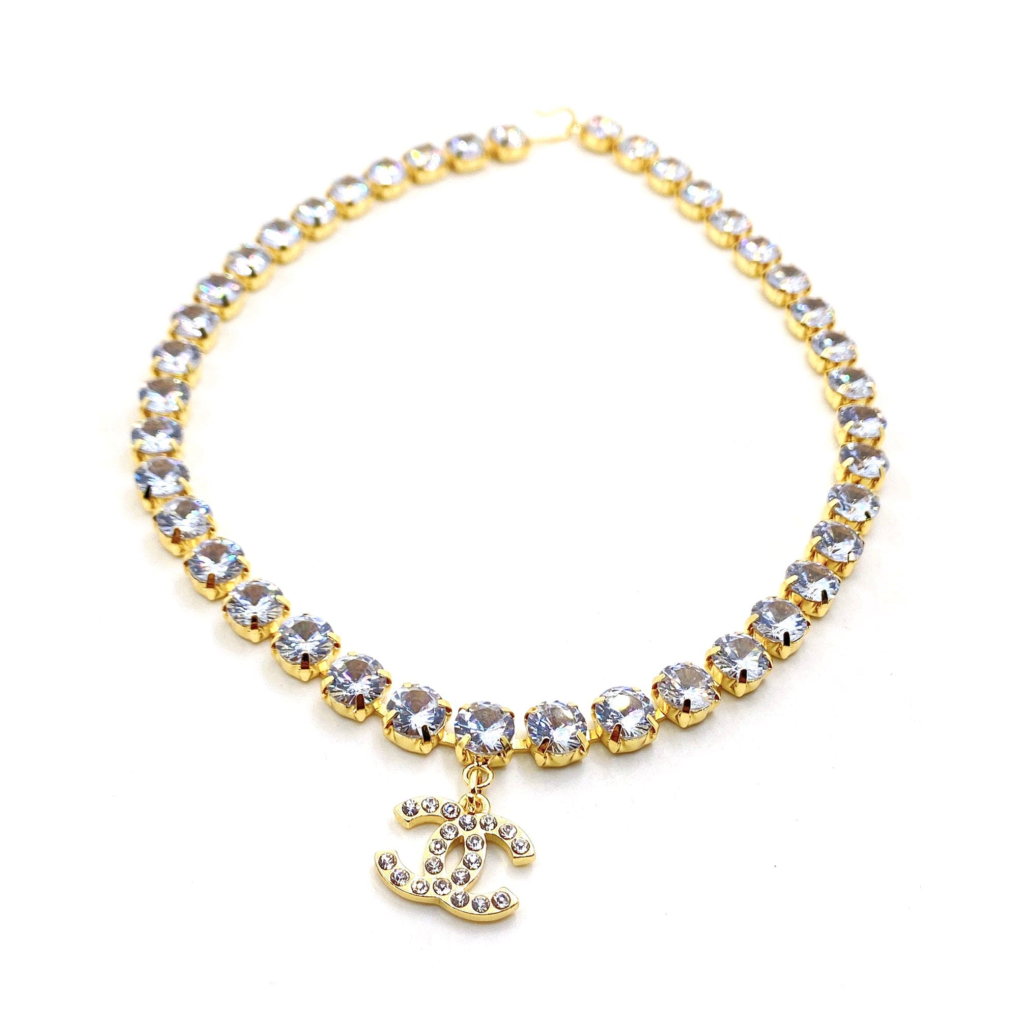 18K CC Crystals Chain Necklace