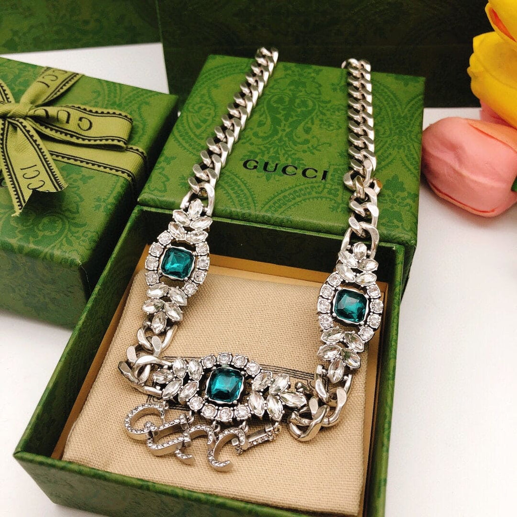 18K GG Script Diamonds Necklace
