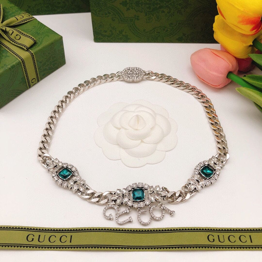 18K GG Script Diamonds Necklace