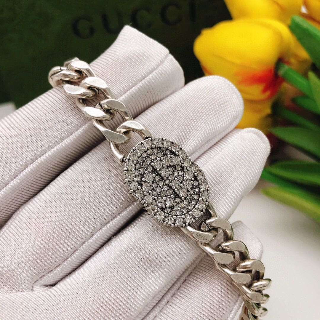 18K GG Script Diamonds Necklace