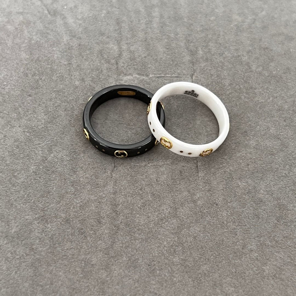 18K GG Icon Black Corundum Ring