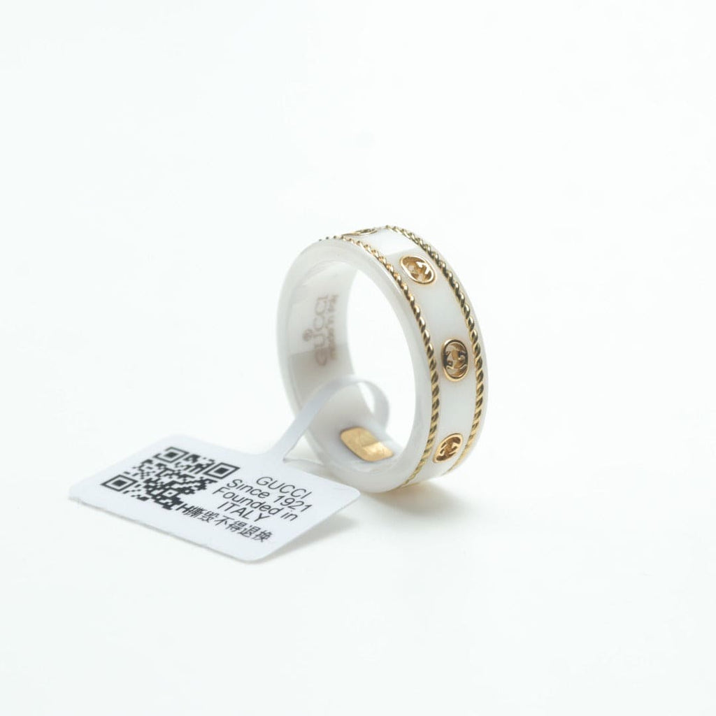 18K GG Interlocking G Icon White Zirconia Ring