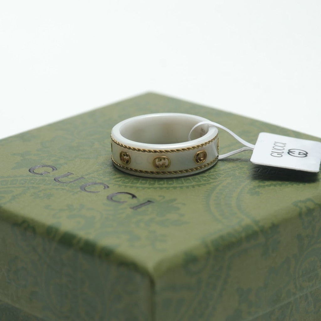 18K GG Interlocking G Icon White Zirconia Ring