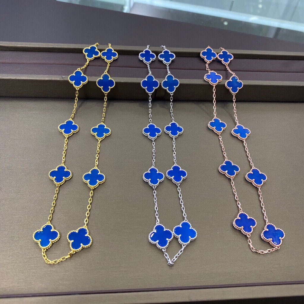 18K Vintage Alhambra Blue 10 Motifs Necklace