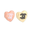 18K CC Pink & Yellow Resin Earrings