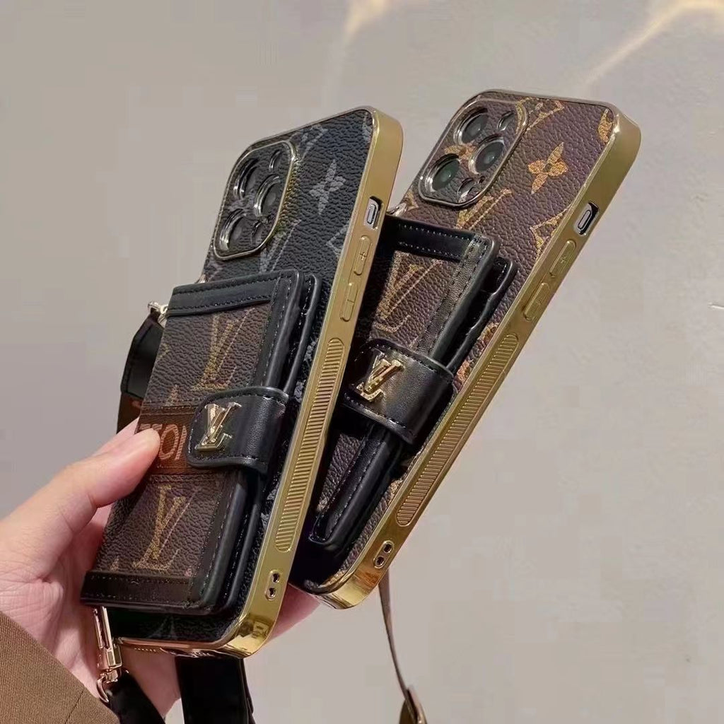 Card hold body-cross leather phone case for iphone
