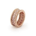 18K Rose Gold Perlée Diamonds 3 Row Ring