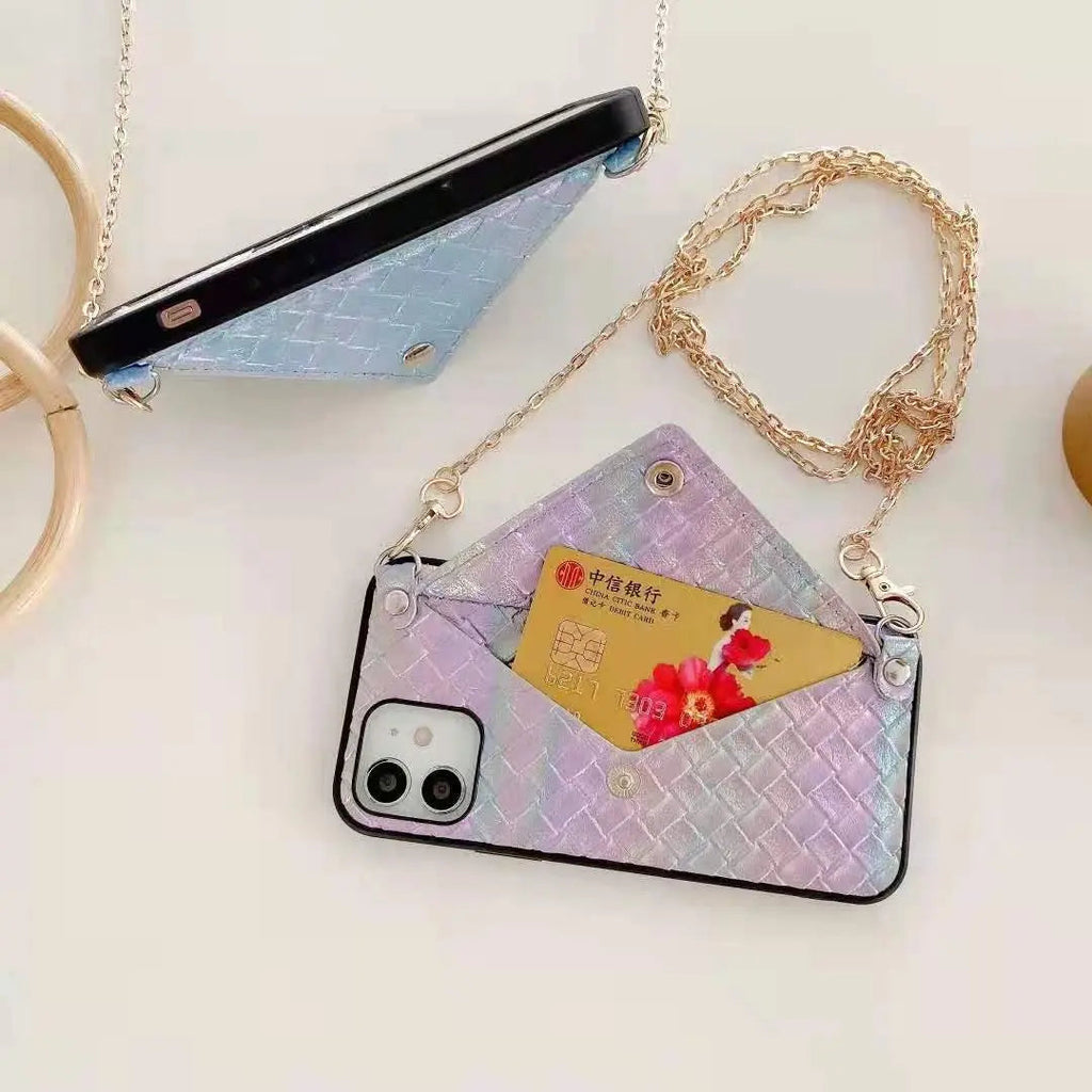 Multicolor card bag chain phone case  For iphone
