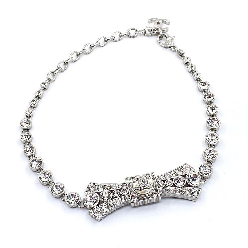 18K CC Diamond Bow Tie Pendant Necklace