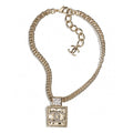 18K CC Metal & Diamond Pendant Necklace