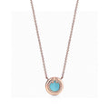 18K T Diamond & Turquoise Circle Pendant Necklace