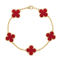 18K Vintage Alhambra Five Motifs Carnelian Clover Bracelet