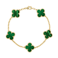 18K Vintage Alhambra Five Motifs Malachite Clover Bracelet