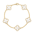 18K Vintage Alhambra Five Motifs Pearl Clover Bracelet