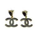 18K CC Classic Black Dangle Earrings