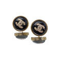 18K CC Pearl Crystal Stud Earrings