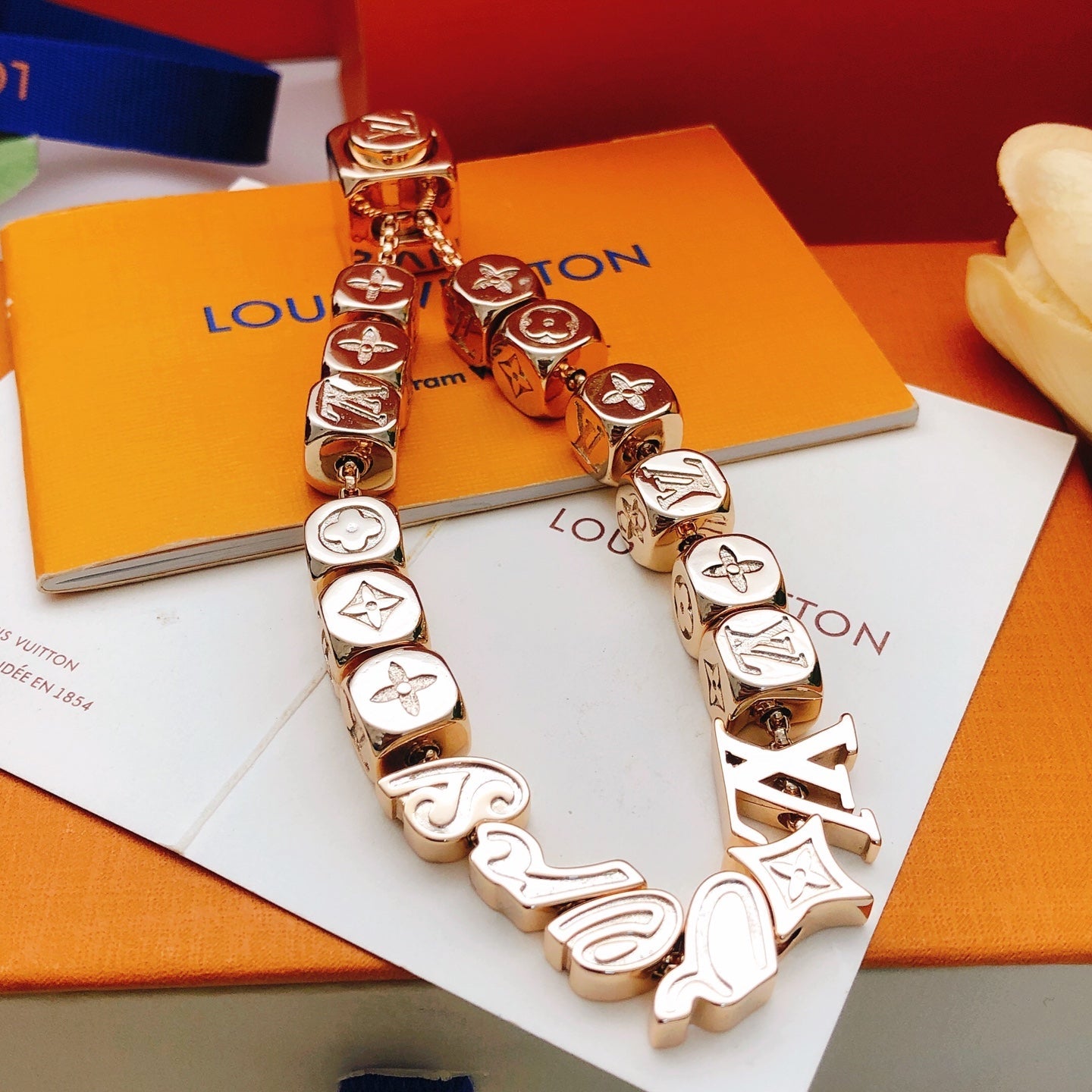 High-Quality Rose Gold Polished Square-Link Bracelet