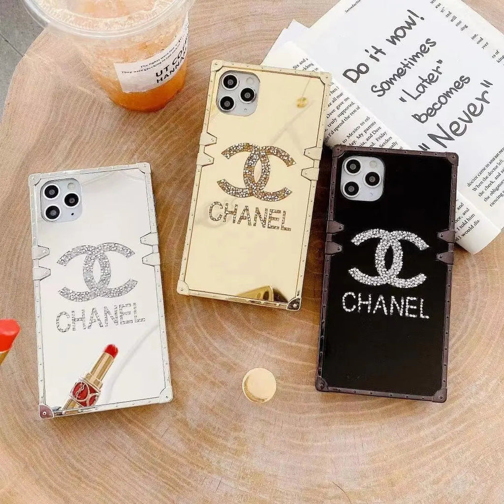 Rhinestone square mirror phone case