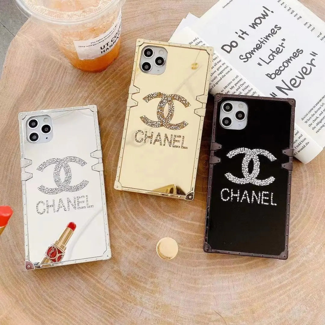Rhinestone square mirror phone case