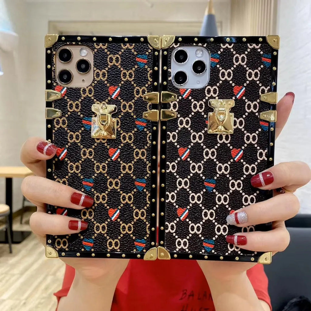Luxurious leather square phone case for iphone