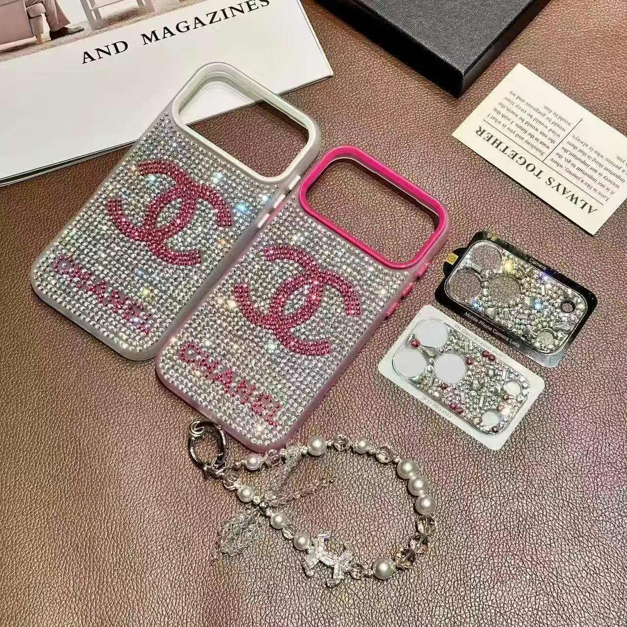 A luxurious, sparkling, and dazzling diamond iPhone phone case.