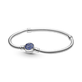 Pandora Moments Sparkling Blue Disc Clasp Snake Chain Bracelet