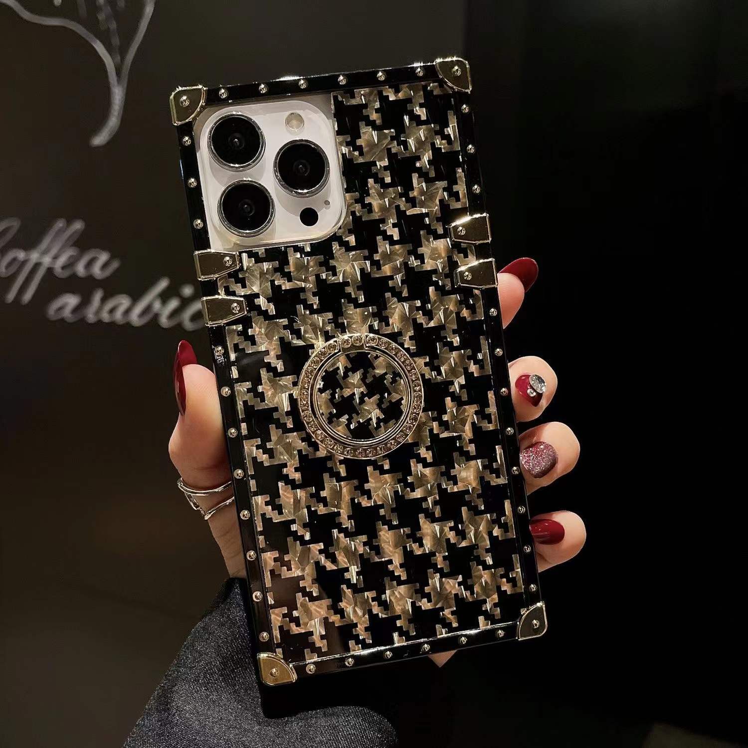 Fashion Square Geometric Leather Case