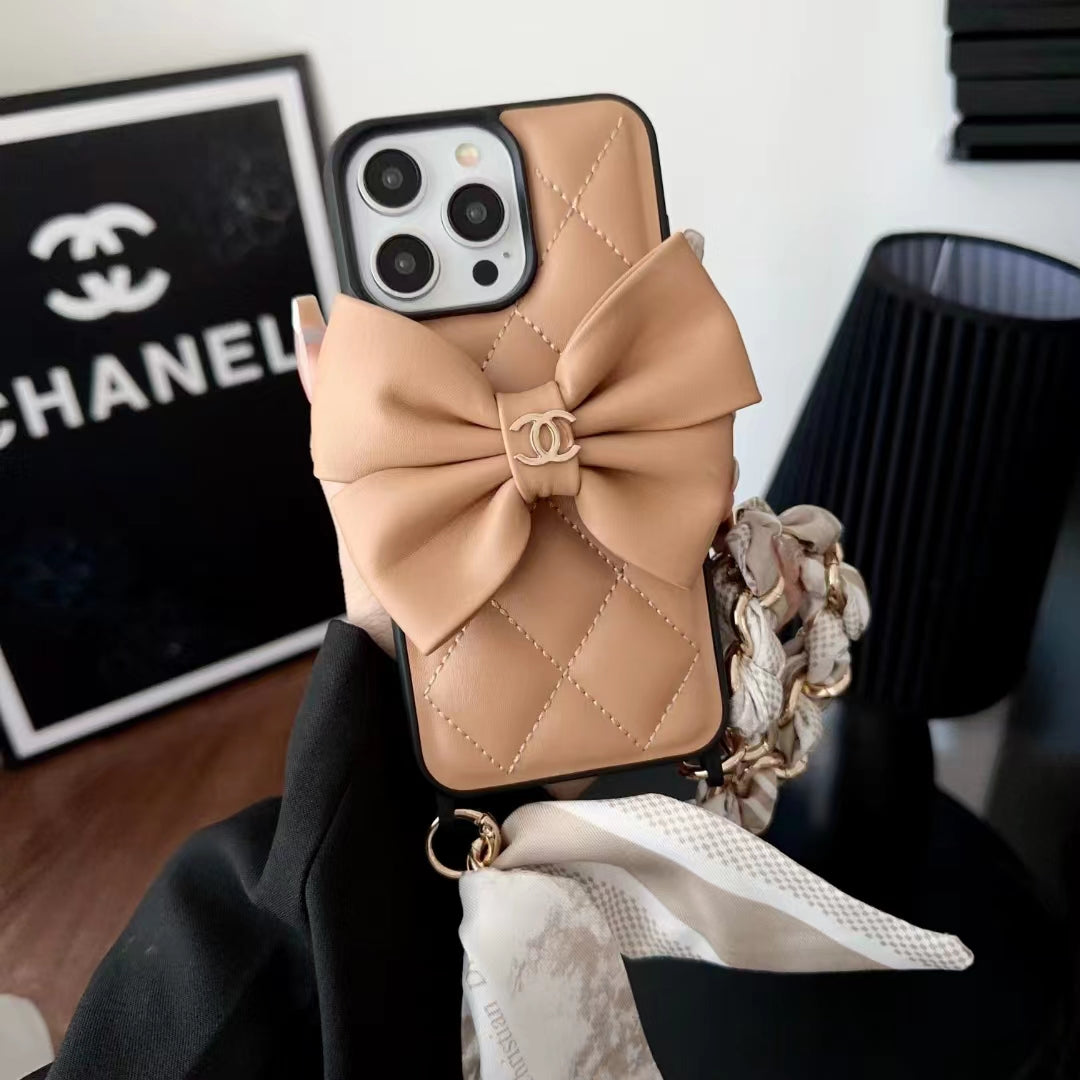 New Luxury CC Bowknot leather phone case for iPhone