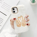 Rhinestone swan Plush phone case