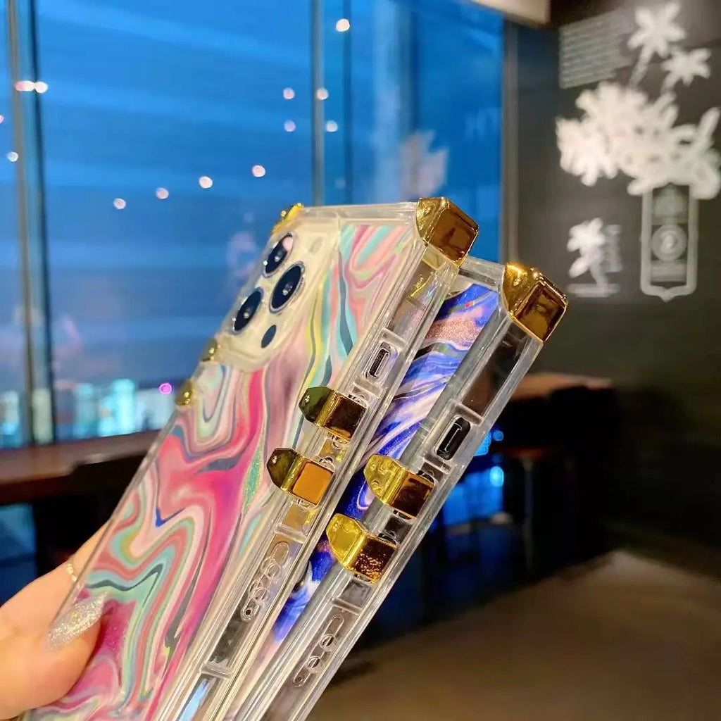 Color transparent square phone case for iphone