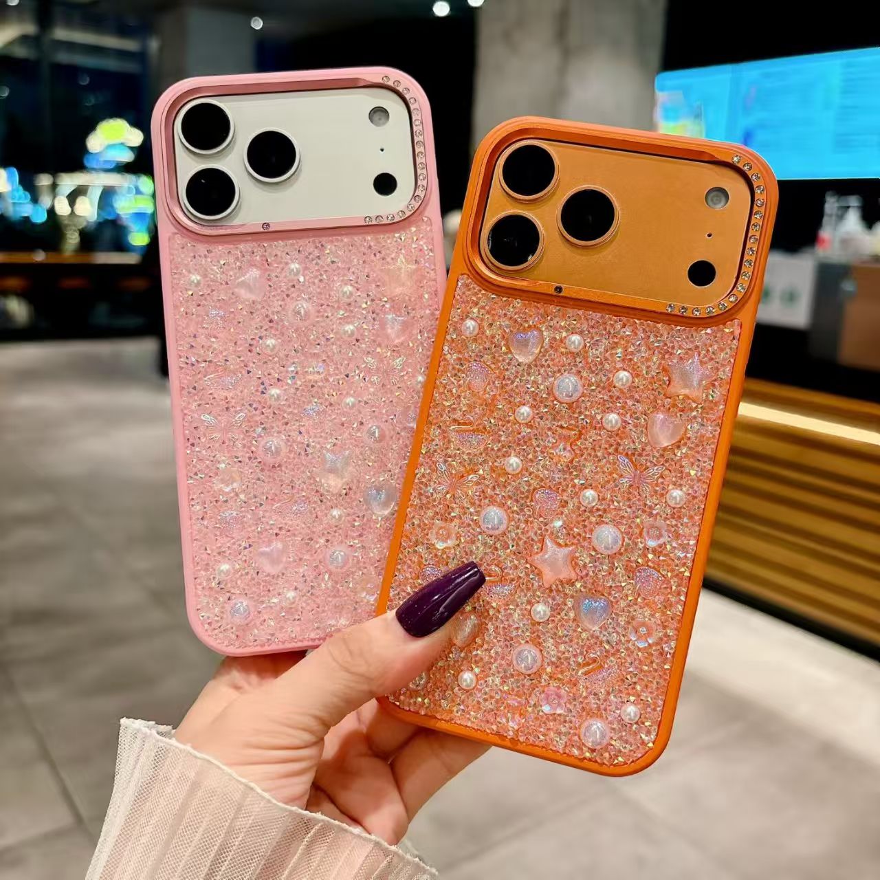 New Stylish, Sparkling Pink Diamond Phone Case for iphone Series and samsugn s25U s26u