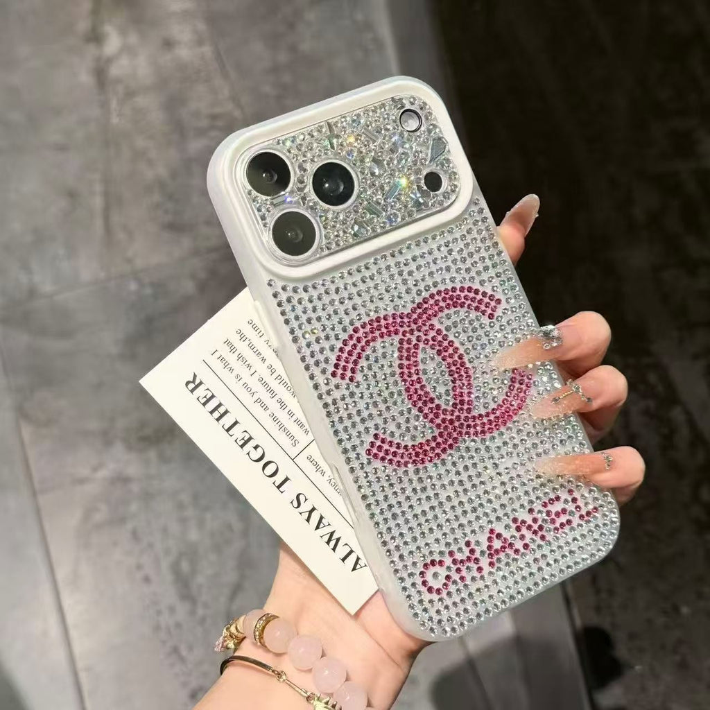 A luxurious, sparkling, and dazzling diamond iPhone phone case.