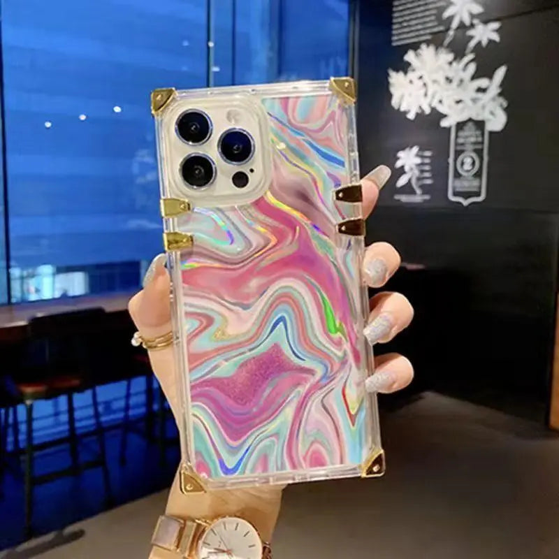 Color transparent square phone case for iphone
