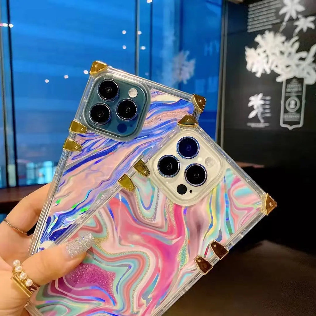 Color transparent square phone case for iphone