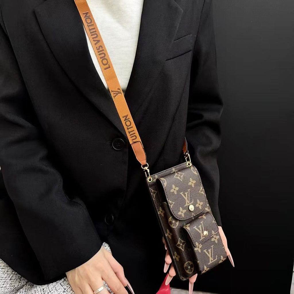 Universal Cosmetic-Style Wallet Phone Case (Fits Phones Under 6.9 Inches) with Bluetooth Earbud Pouch