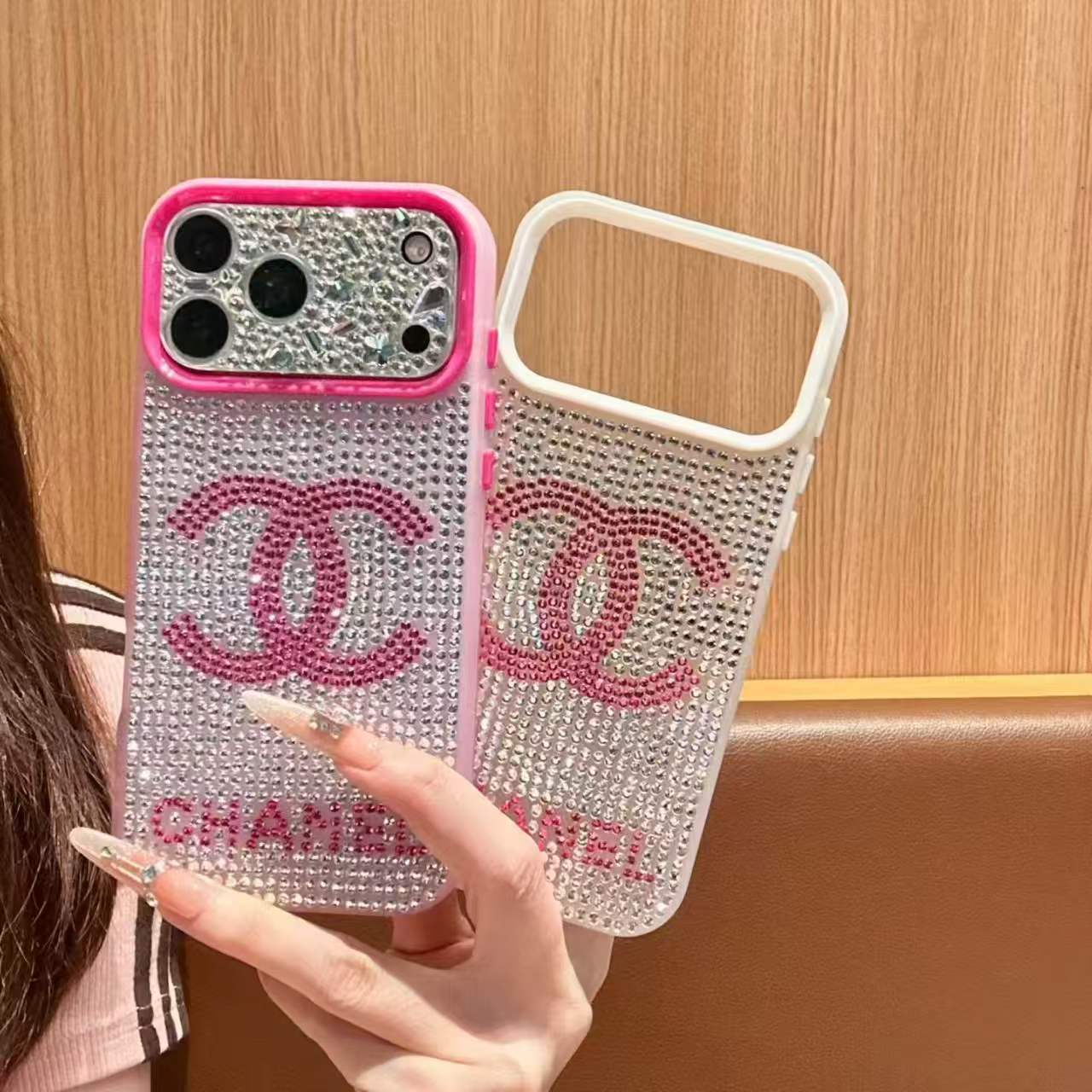 A luxurious, sparkling, and dazzling diamond iPhone phone case.