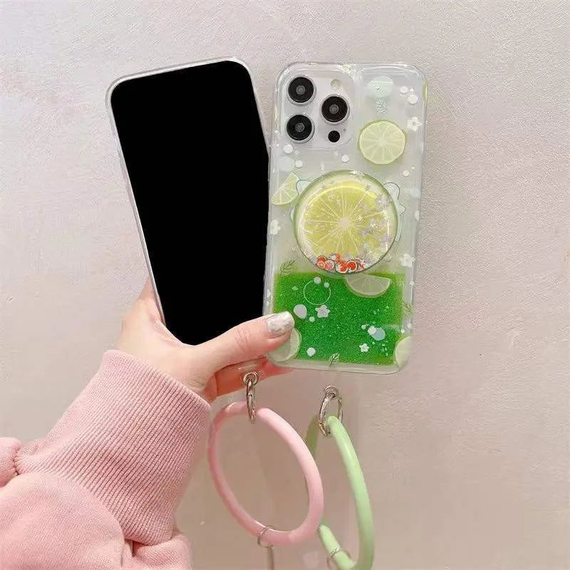 Small Waist Quicksand Bracket Phone Case
