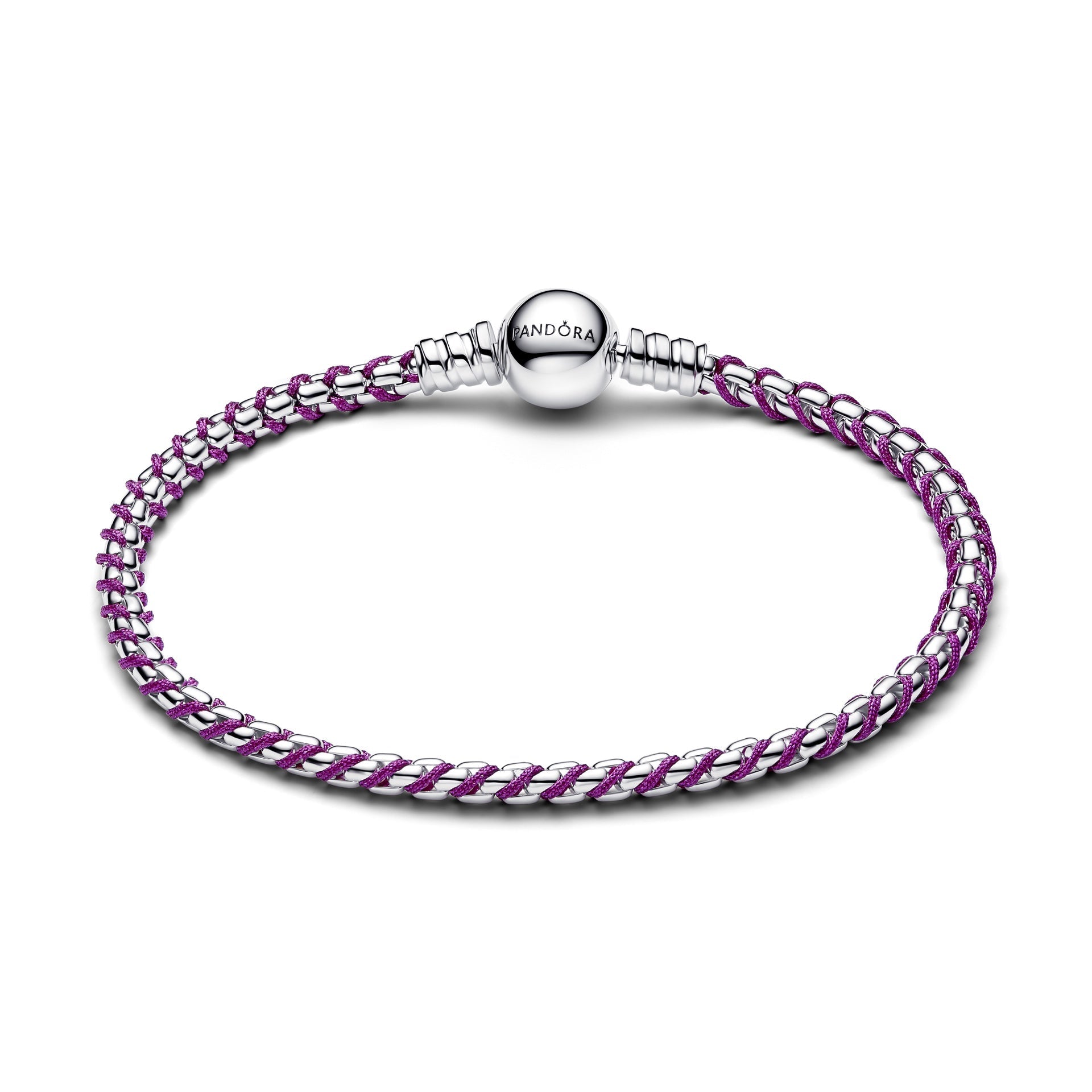 Pandora Purple Cord Box Chain Bracelet