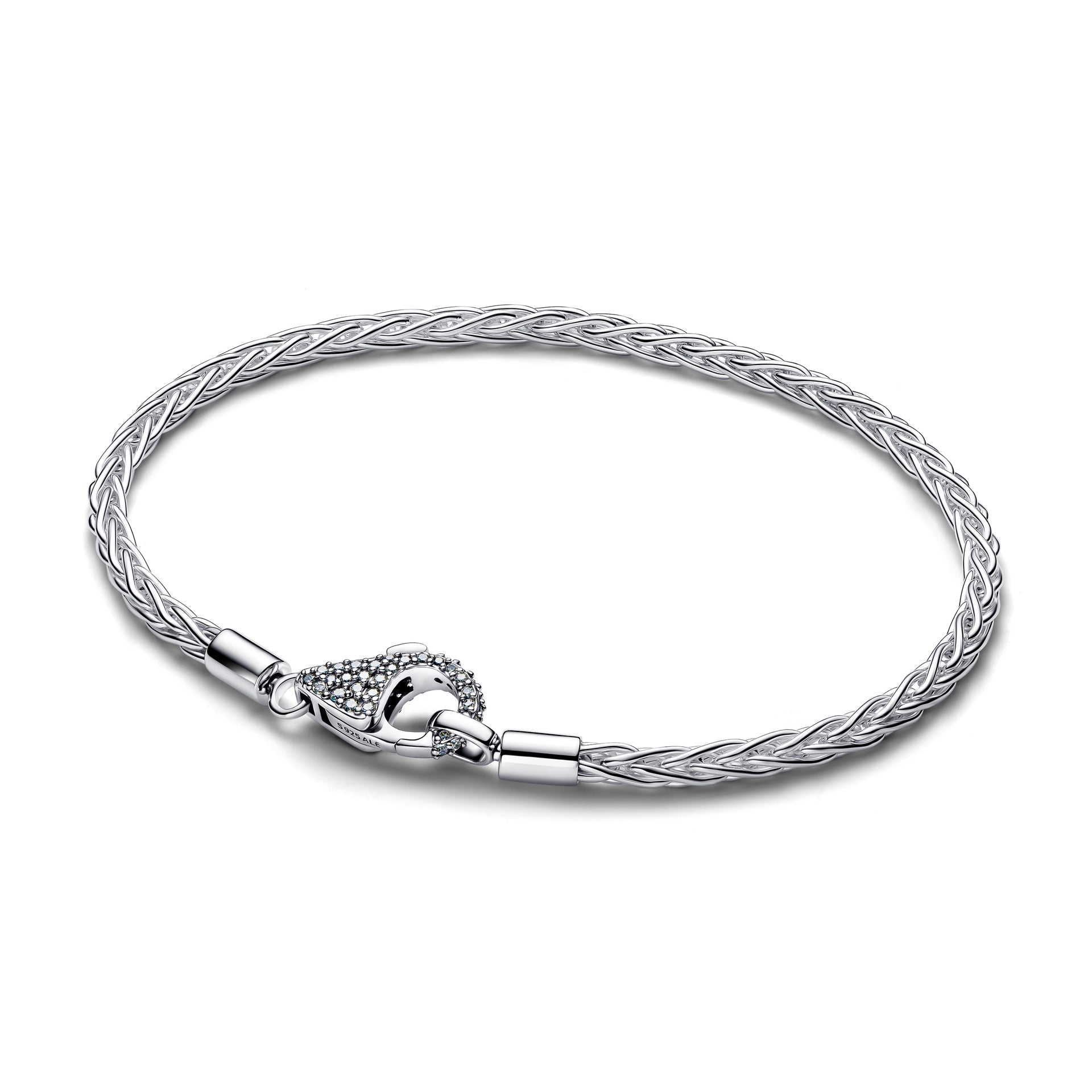 Pandora Pav¨¦ Clasp Foxtail Chain Charm Bracelet