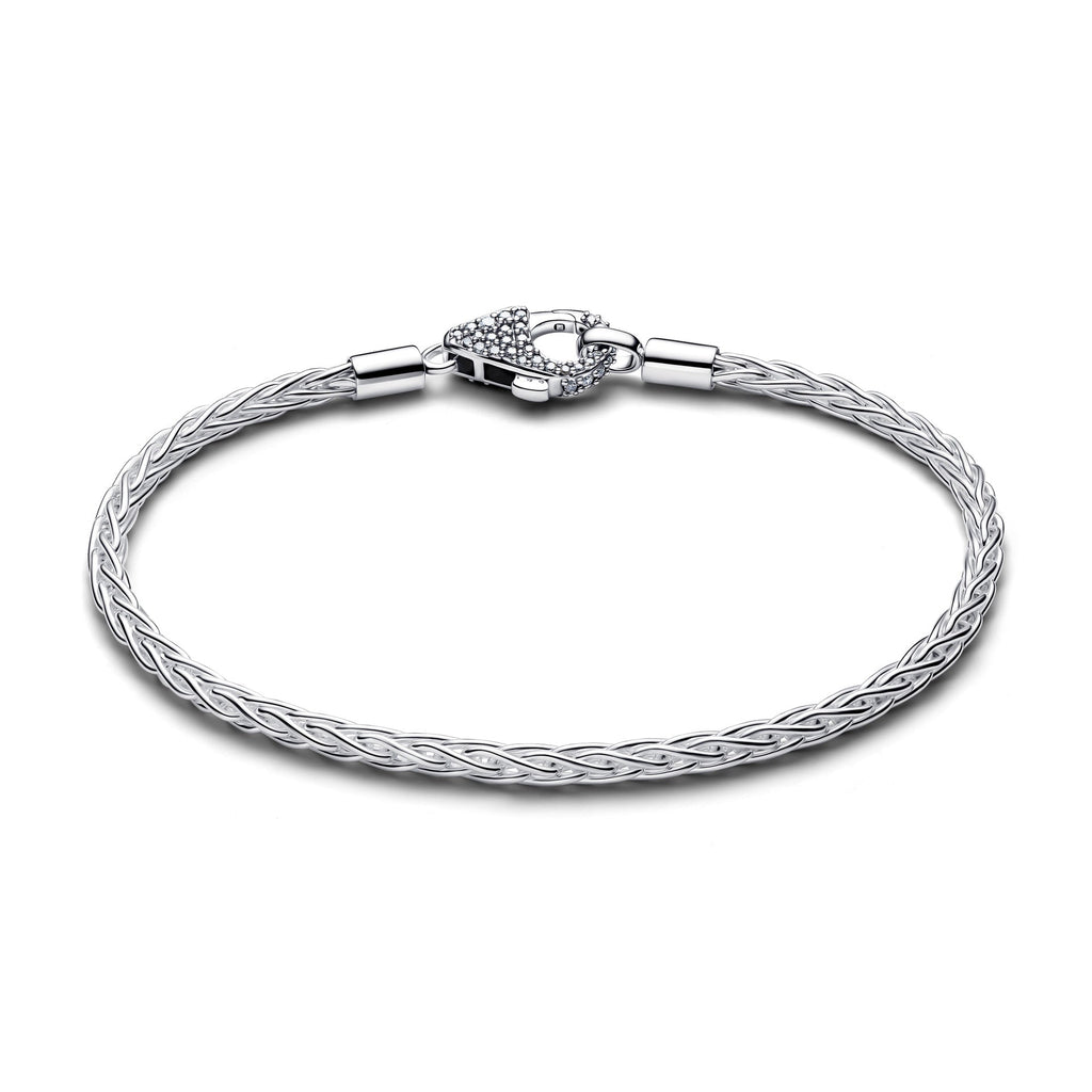 Pandora Pav¨¦ Clasp Foxtail Chain Charm Bracelet